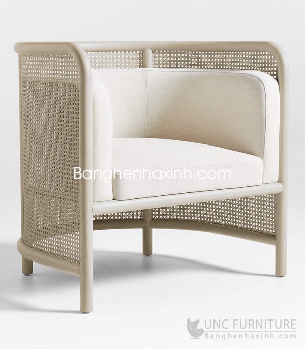 Fields Cane Back White Accent Chair